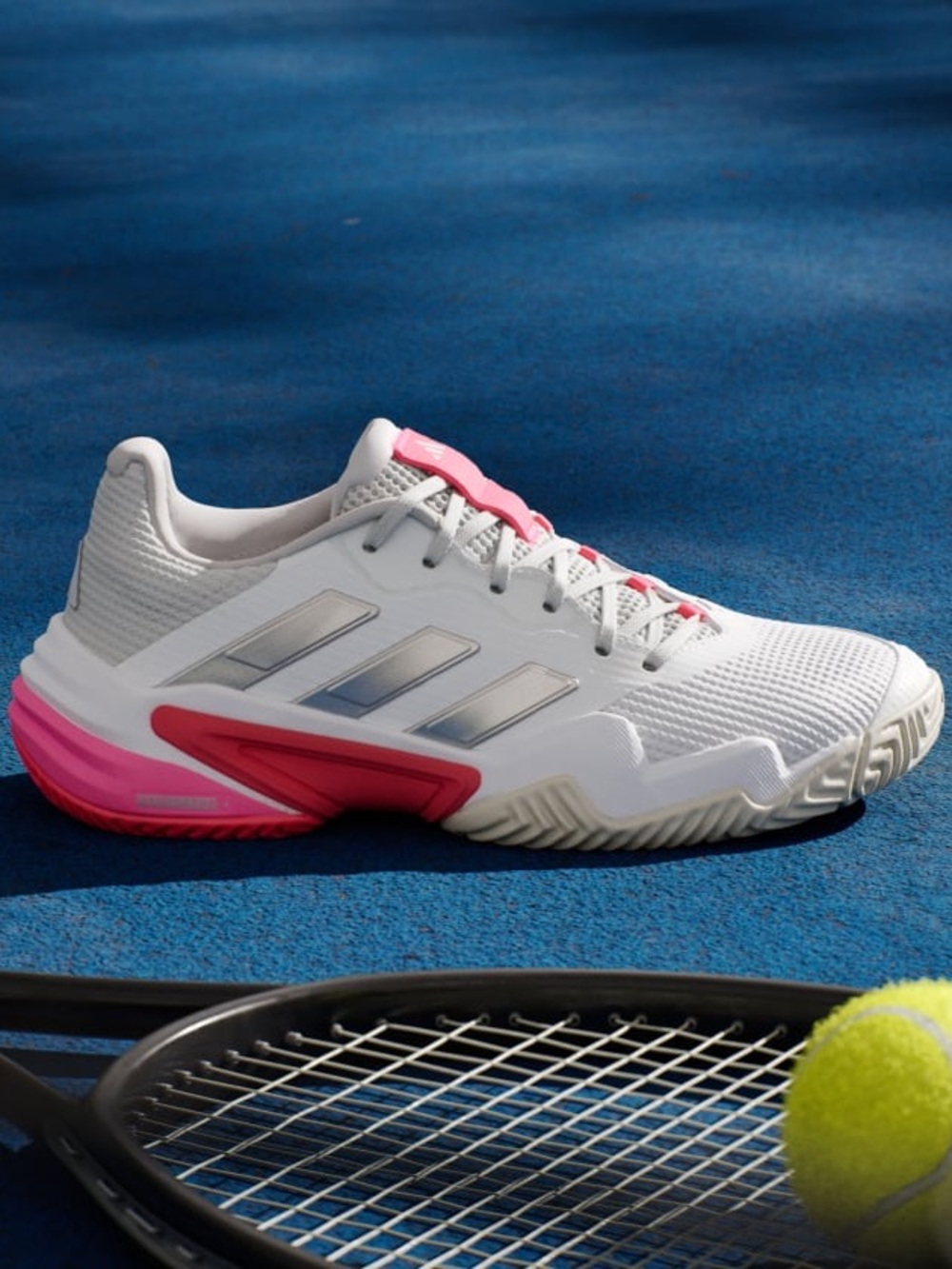 ADIDAS BARRICADE 13 TENNIS SHOES White & Pink Womens sz 9